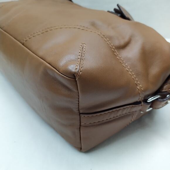 Coach Brown Soft Leather Double Handles Zipper Closure Satchel Shoulder Bag - Picture 9 of 16